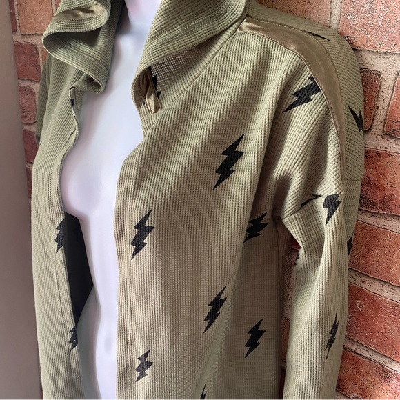 Self Esteem Hooded Lightweight waffle Knit Cardigan Sage - Picture 4 of 10